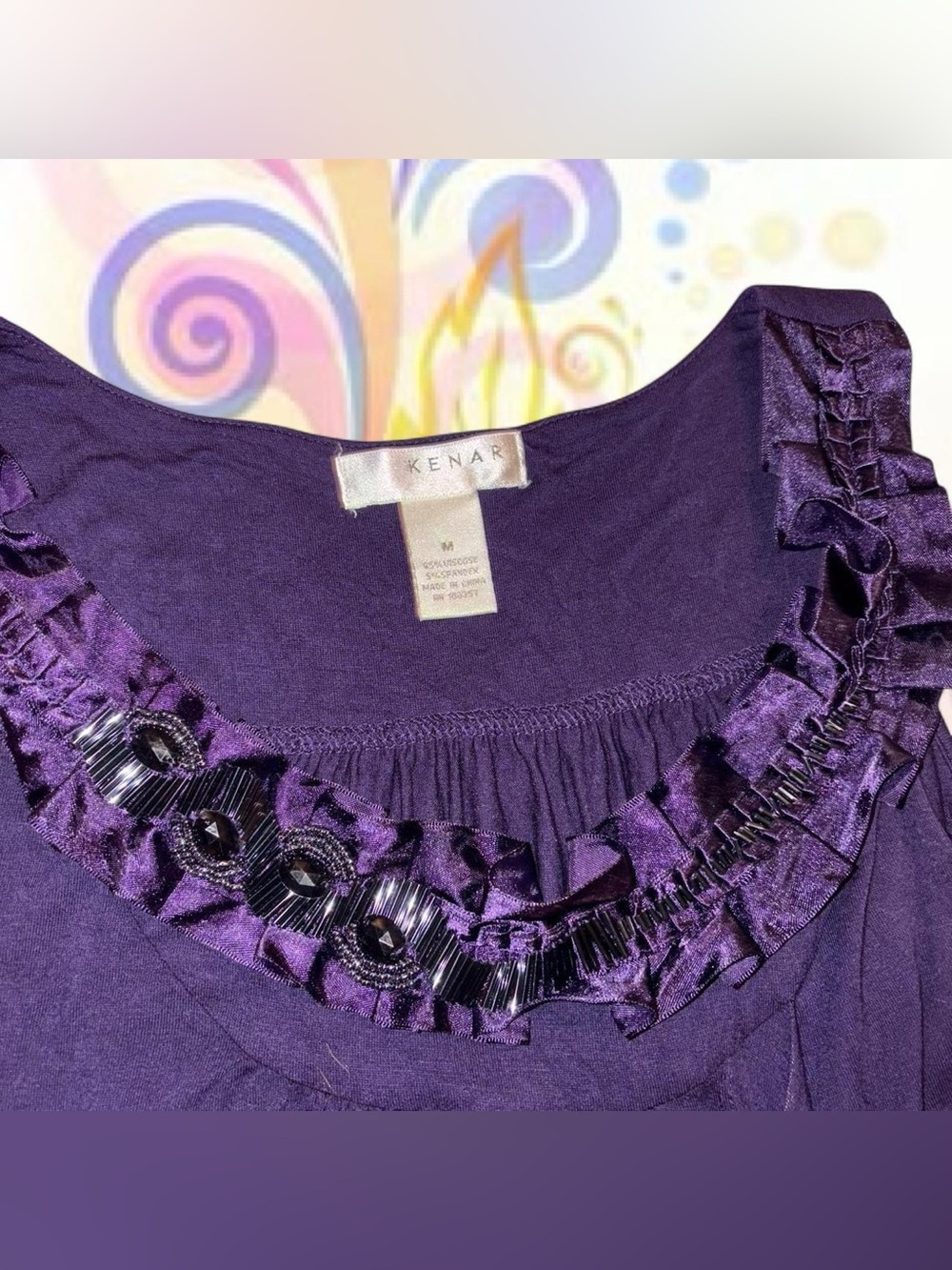 vtg y2k beaded tank top - kenar, sz md